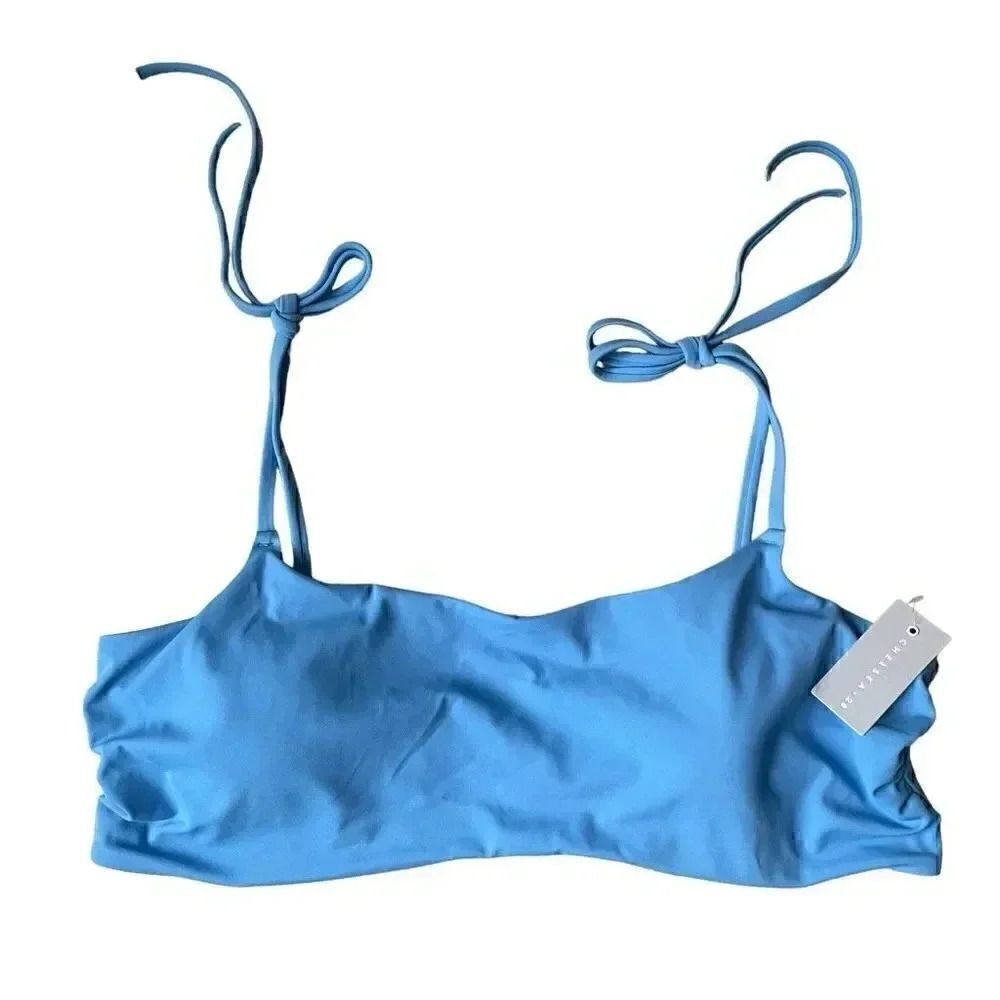 Chelsea 28 Nordstrom EASY RETRO TIE STRAP BIKINITop  Blue Teal XXL #1801